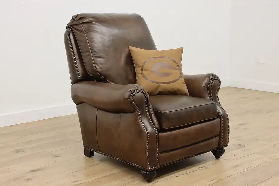 Main image of Traditional Chocolate Leather Reclining Armchair, Hancock
