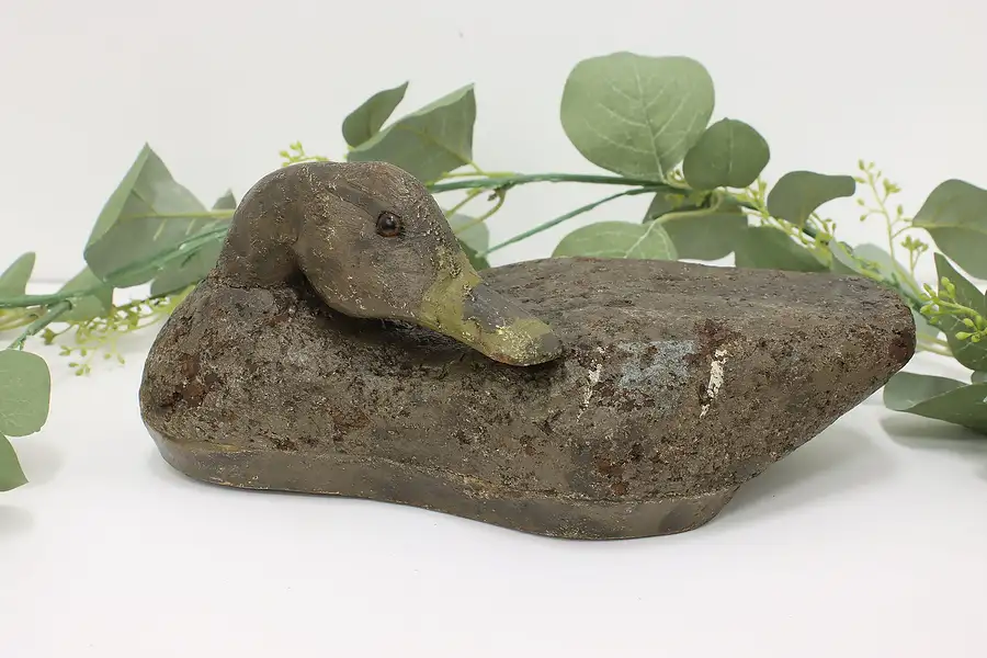 Main image of Farmhouse Vintage Carved Resting Duck Decoy Sculpture