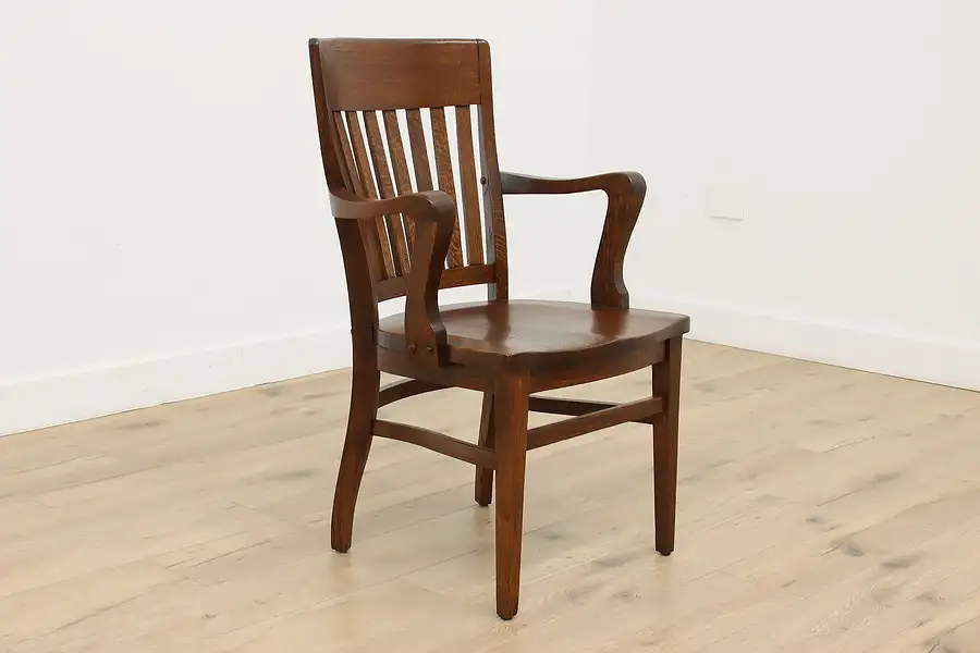 Main image of Arts & Crafts Mission Antique Oak Library or Office Desk Chair