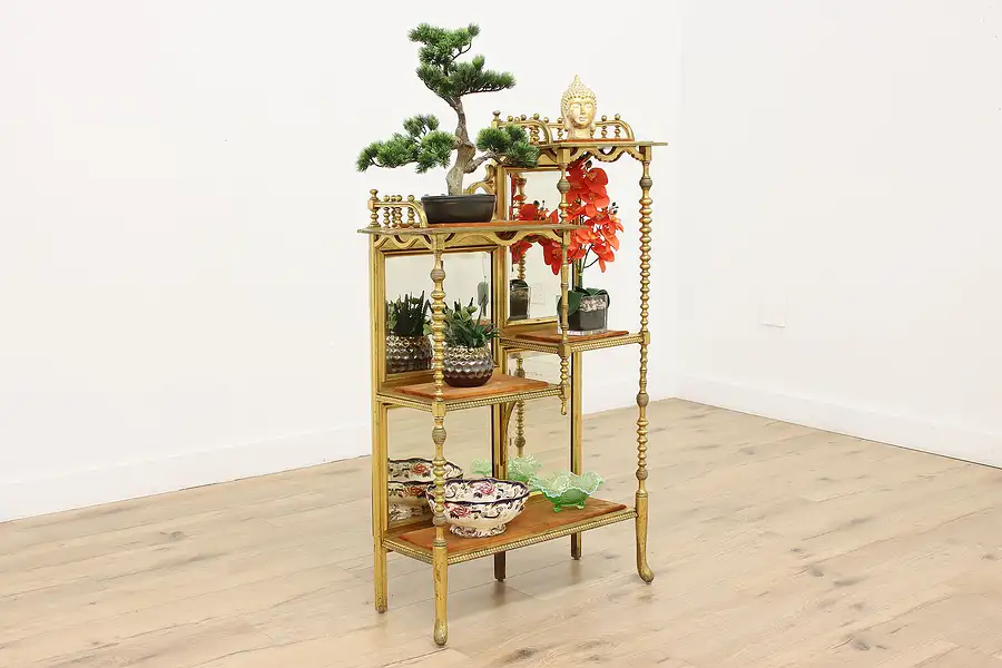 Main image of Victorian Antique Gilt Etagere Curio or Display, Mirrors