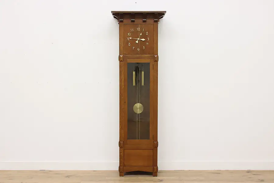 Main image of Craftsman Antique Oak Tall Case Grandfather Clock, Colonial