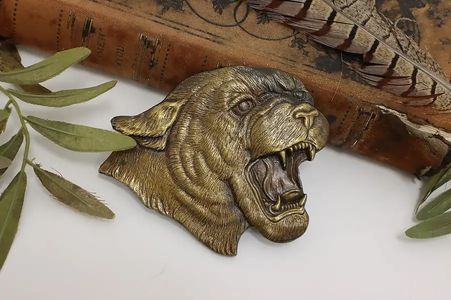 Main image of Brass Plated Vintage Cougar Belt Buckle, Bergamot Brassworks