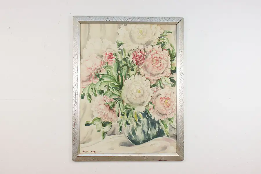 Main image of Floral Peonies Still Life Watercolor Painting, Paige 44"