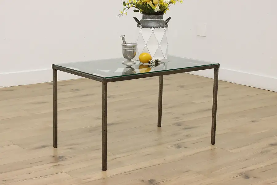 Main image of Industrial Vintage Iron & Glass Patio or Porch Coffee Table