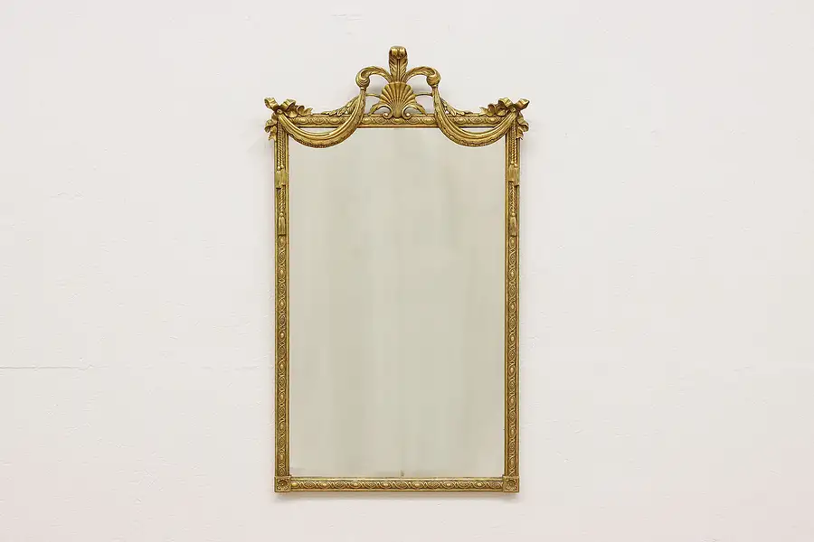 Main image of French Antique Carved Gilt Hall or Boudoir Wall Mirror Shell