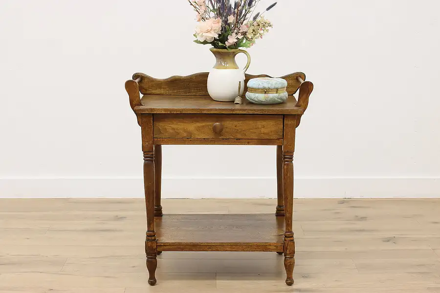Main image of Farmhouse Antique Butternut Washstand Nightstand or Console