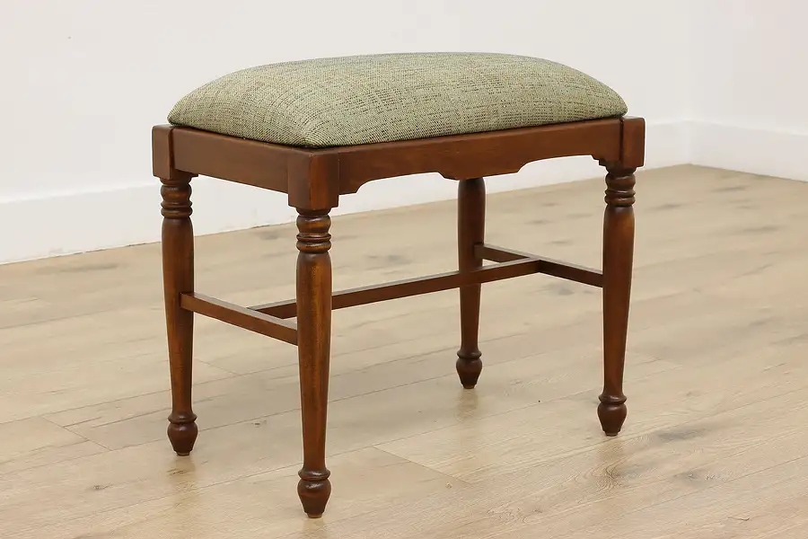 Main image of Traditional Vintage Birch Vanity or Hall Bench, New Fabric