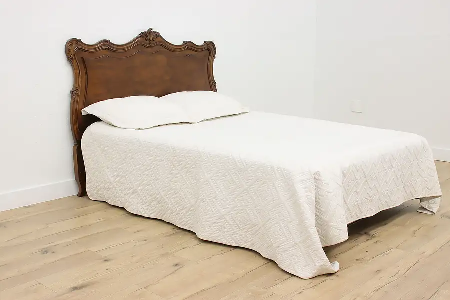 Main image of French Provincial Vintage Walnut Queen Size Headboard Karges