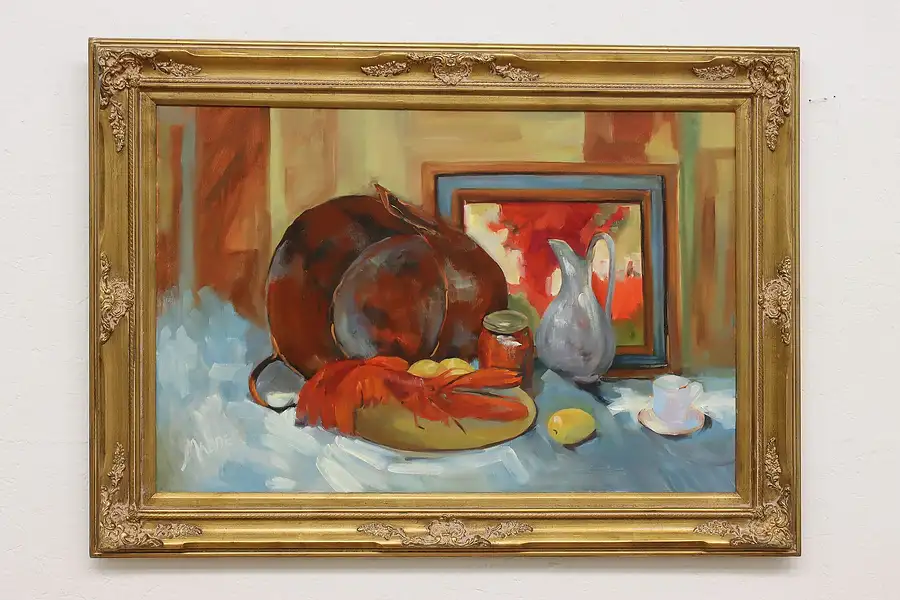 Main image of Still Life of Fruit Vintage Original Oil Painting Maeder 44"