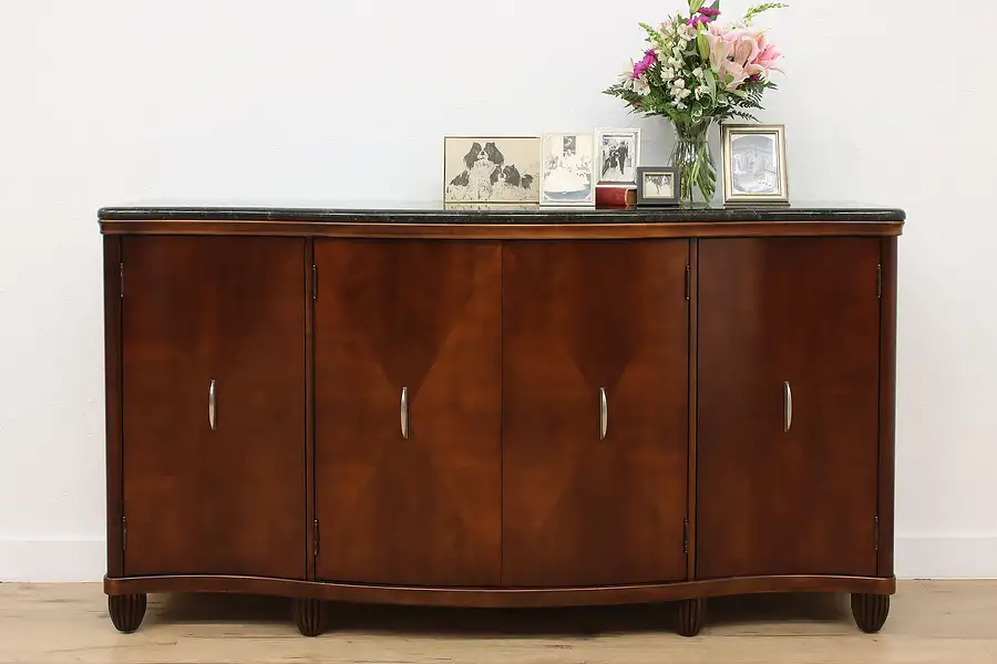 Main image of Bernhardt Vintage Cherry & Marble Sideboard Bar TV Console