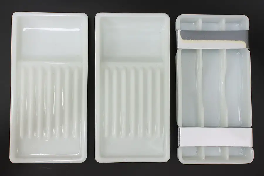 Main image of Set of 3 Antique Milk Glass Dental Artist Trays, Two Rivers