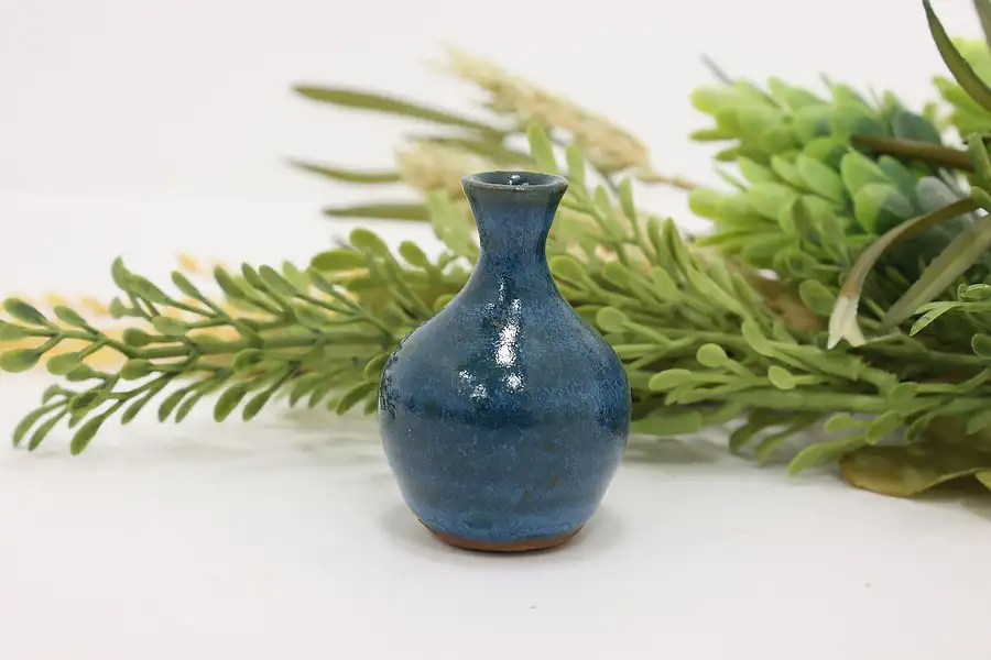 Main image of Native American Vintage Blue Glazed Pottery Vase