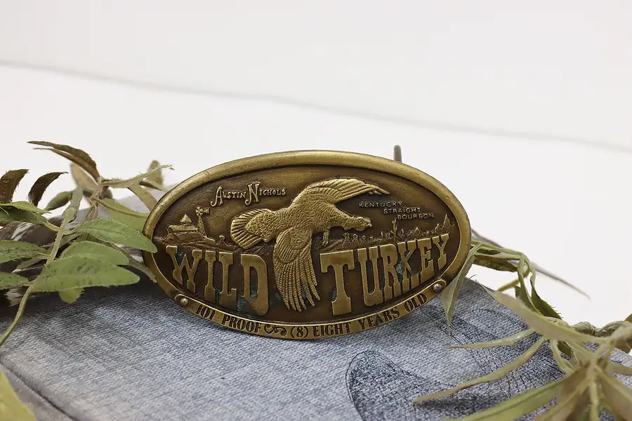 Main image of Brass Plated Vintage Wild Turkey Belt Buckle, Bergamot