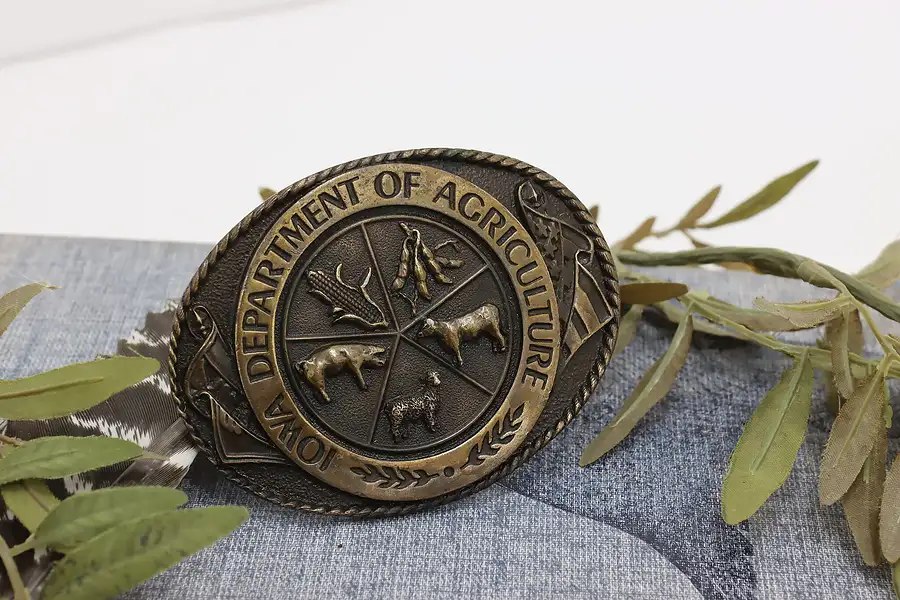 Main image of Brass Plated Vintage Iowa Dept. of Agriculture Belt Buckle