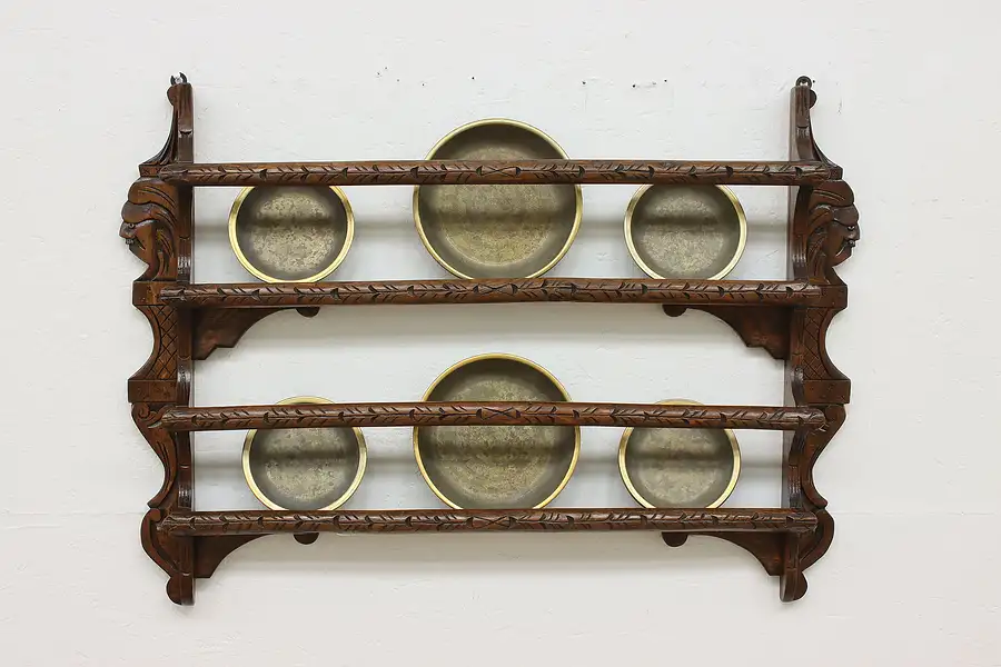 Main image of Renaissance Design Antique Dutch Oak Wall Plate Rack