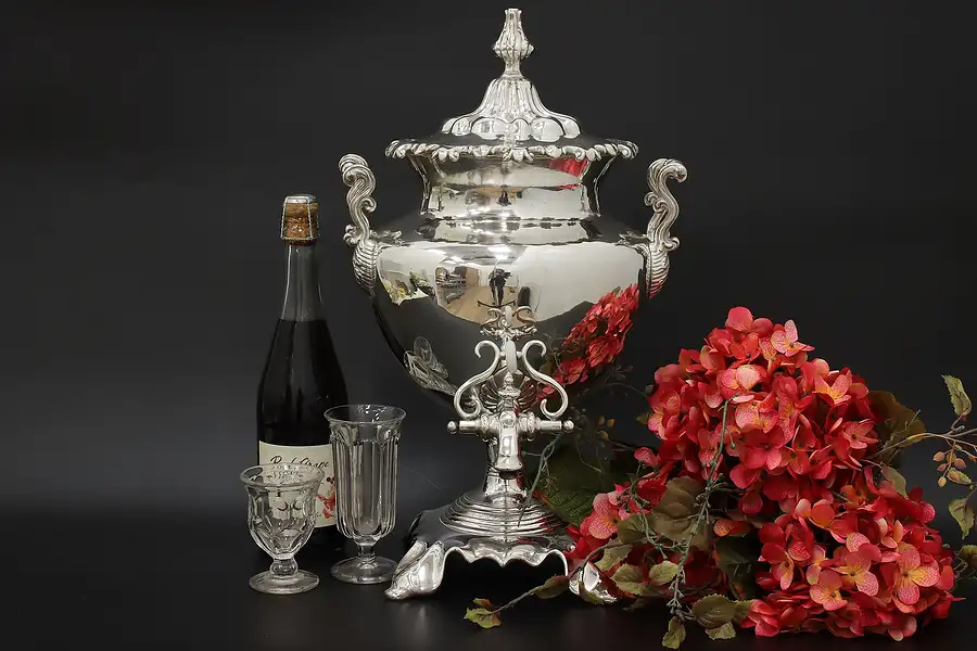 Main image of English Antique Silverplate Tea or Coffee Urn or Kettle