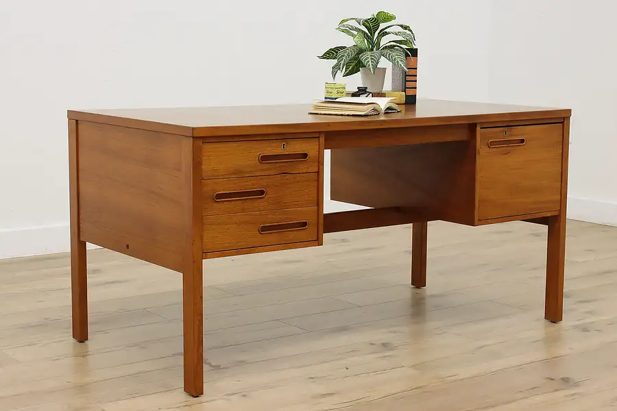 Main image of Midcentury Modern 1960s Vintage Teak Office or Library Desk