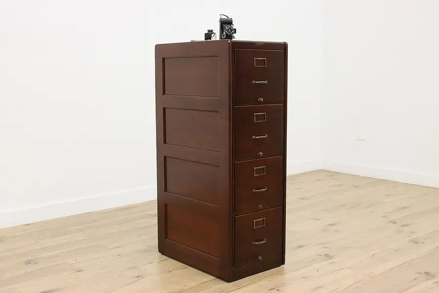 Main image of Arts & Crafts Antique Oak Office Library File Cabinet Shaw