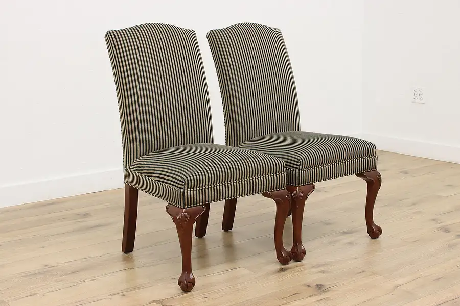Main image of Pair Vintage Georgian Design Upholstered Chairs Ethan Allen