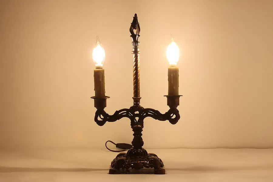 Main image of Gothic Design Antique Bronze Finish Office Desk Candelabra