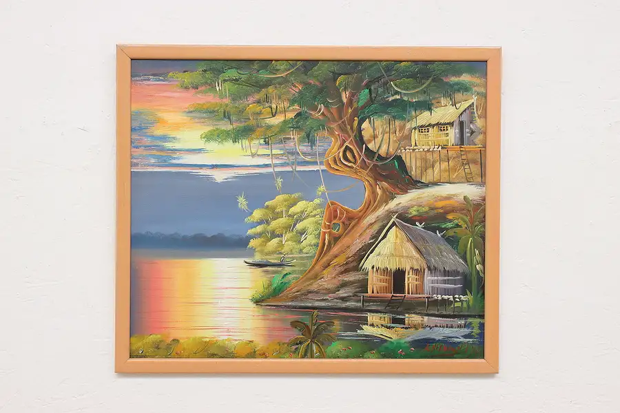 Main image of Lagoon Paradise Vintage Original Painting, Hernandez 24.5"