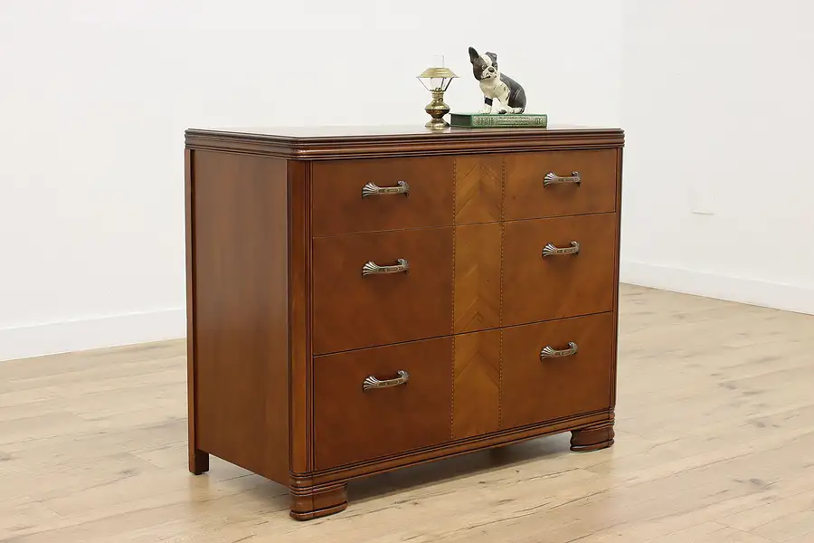Main image of Art Deco Vintage Walnut Dresser or Chest, Kroehler