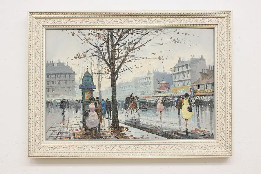 Main image of Moulin Rouge Paris Vintage Original Oil Painting Leven 42.5"
