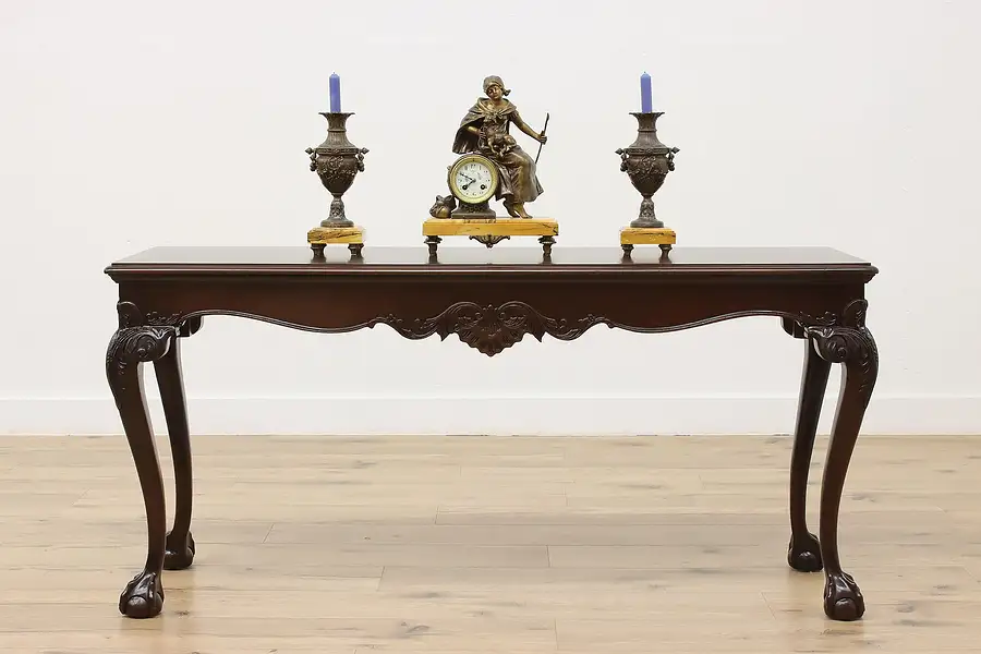 Main image of Georgian Vintage Carved Mahogany Sofa Console, Henredon