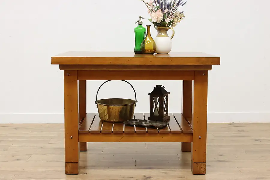 Main image of Farmhouse Vintage Birch Butcher Block Kitchen Island Table