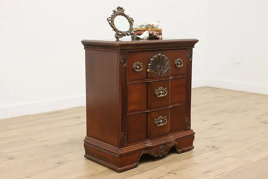Main image of Georgian Carved Cherry Nightstand or Chest, Kathy Ireland