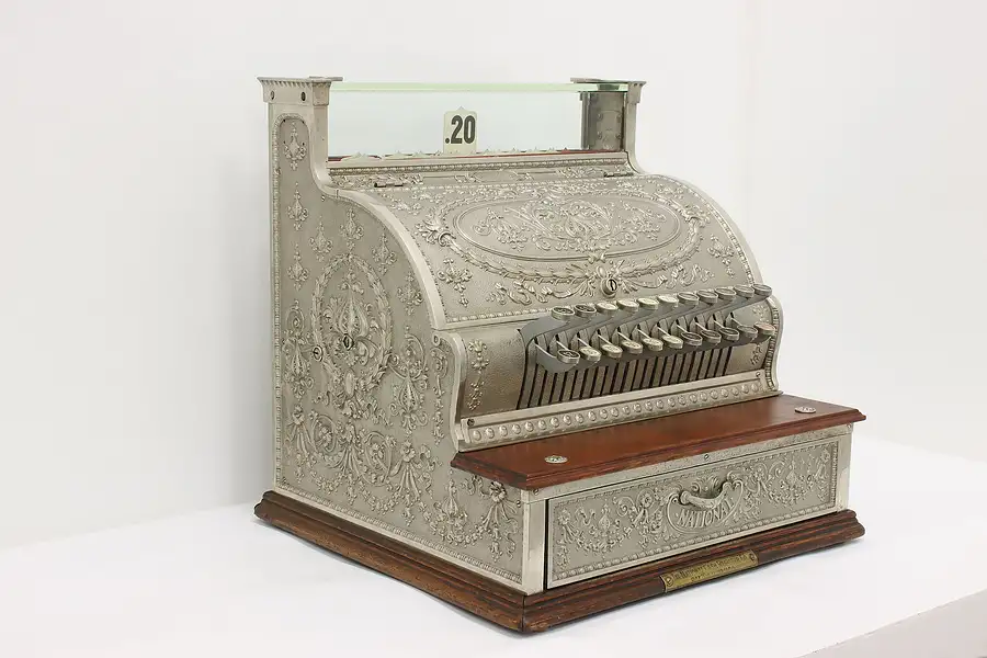 Main image of National Antique Victorian Nickel Candy Store Cash Register