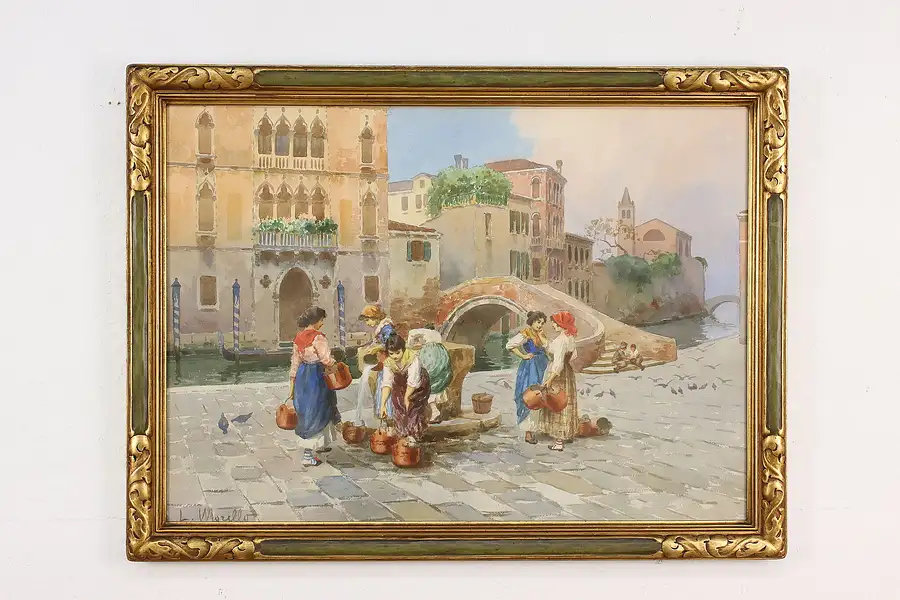 Main image of Venice Italy Vintage Watercolor Painting Morello 34"