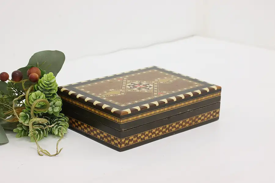 Main image of Middle Eastern Vintage Inlay Mosaic Jewelry or Keepsake Box