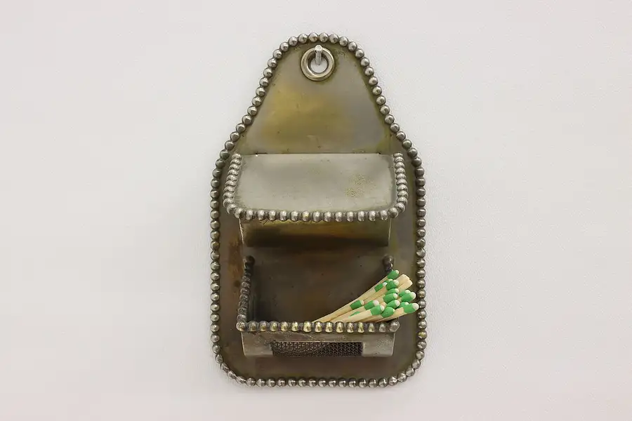 Main image of Traditional Vintage Nickel Plate Brass Wall Match Holder