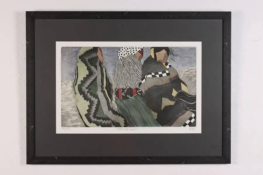 Main image of Native American Women Vintage Original Etching, Klar 31"