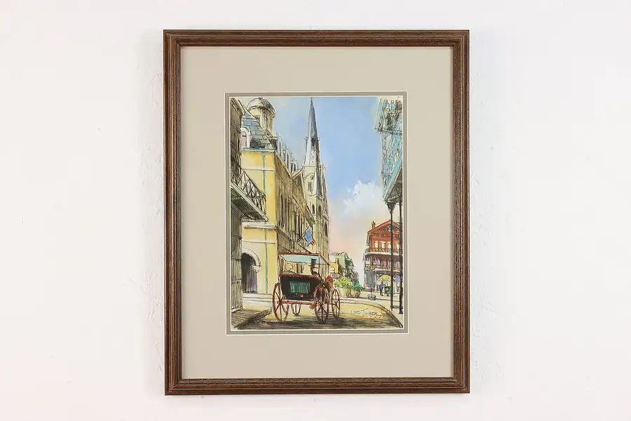 Main image of New Orleans Vintage Watercolor & Ink Painting, Tucker 20.5"