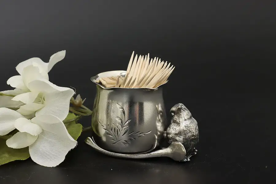 Main image of Victorian Antique Silverplate Chick Toothpick Cup Holder
