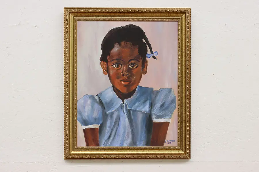 Main image of African American Child Portrait Original Painting Milton 24"