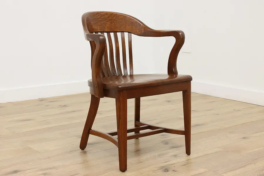 Main image of Traditional Antique Oak Banker, Lawyer, or Office Desk Chair