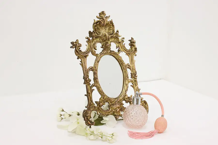 Main image of Victorian Antique Table Top Easel Mirror Picture Frame