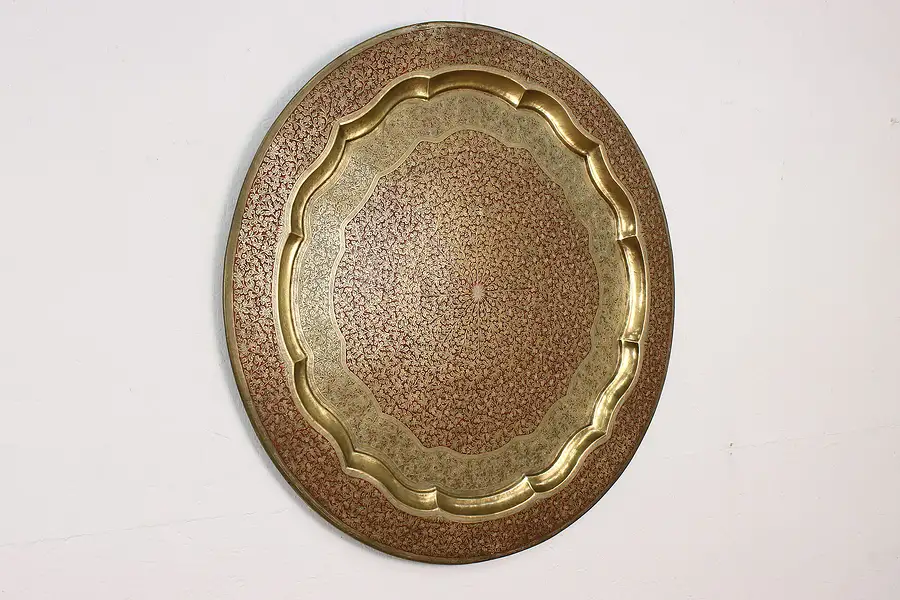 Main image of Brass Banquet Serving Tray or Table Top Enamel India 27"