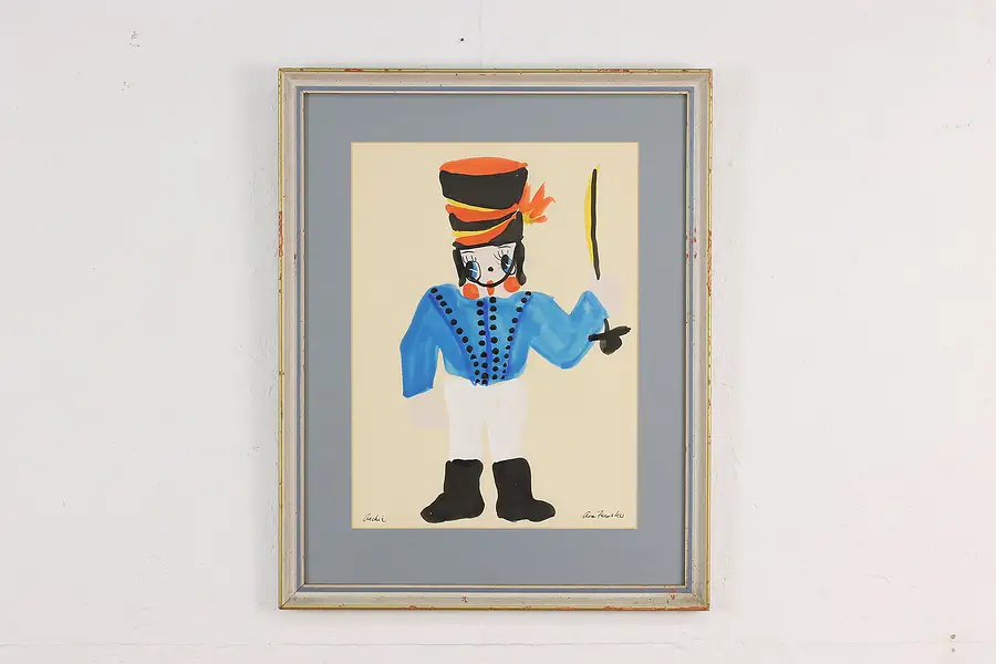 Main image of Drum Major Vintage Original Watercolor Painting Fernches 23"