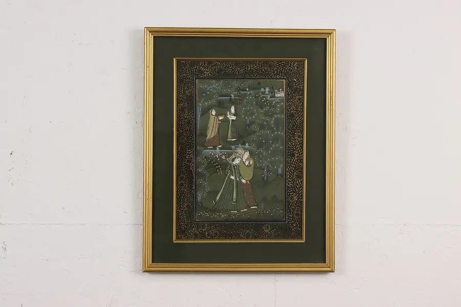 Main image of Indian Royal Women Vintage Original Watercolor Painting 16"