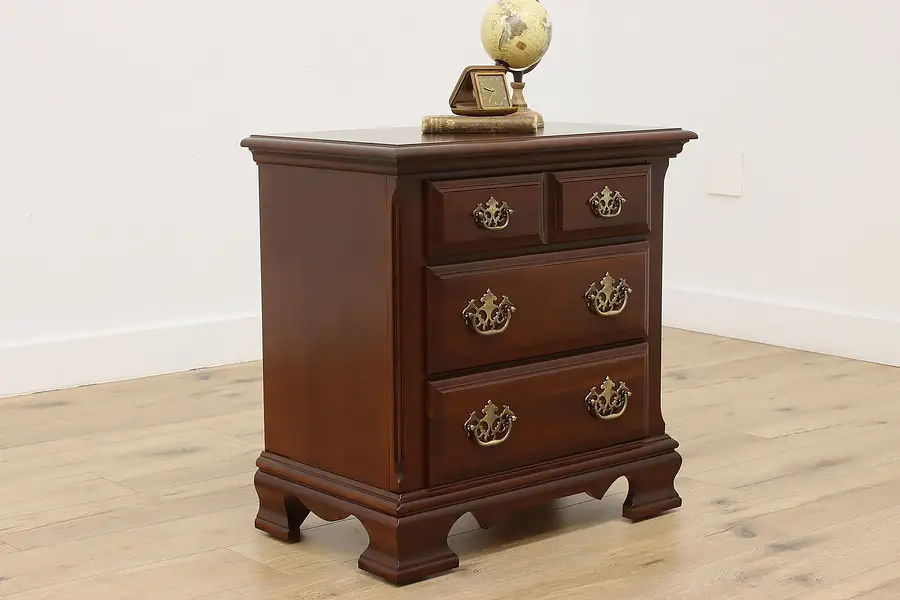 Main image of Cherry Vintage Georgian Nightstand End Table Chest, Broyhill