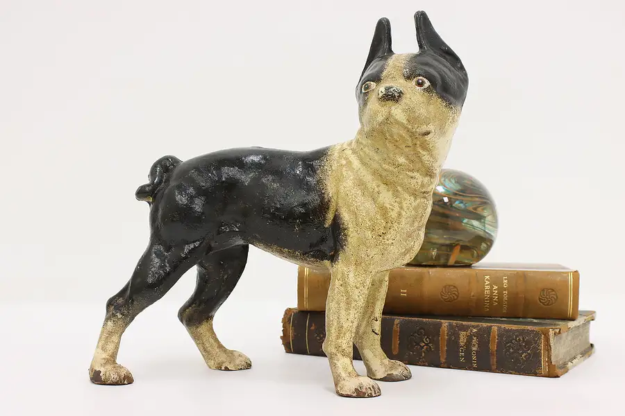 Main image of Farmhouse Antique Iron Boston Terrier Coin Bank Door Stop