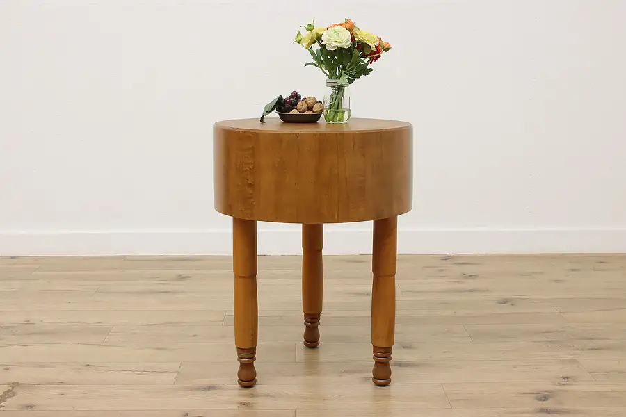 Main image of Farmhouse Vintage Round Maple Butcher Block or Island, Boos