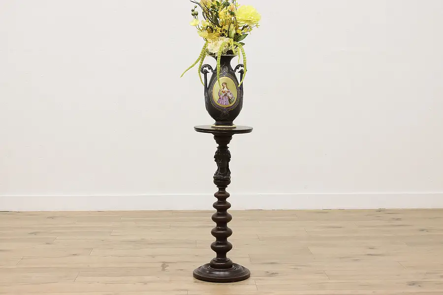 Main image of Victorian Antique Sculpture or Plant Stand, Carved Lady