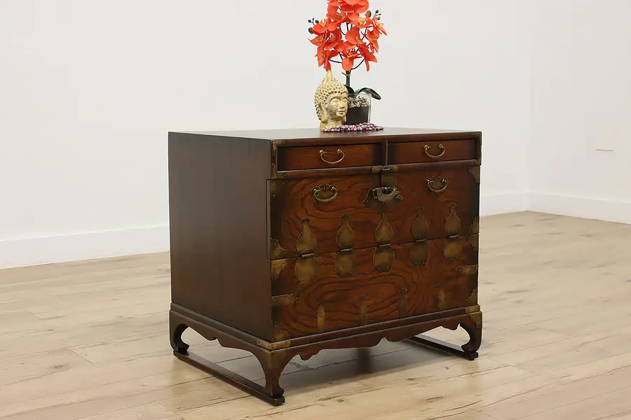Main image of Korean Vintage Elm Dowry Chest Nightstand End Table