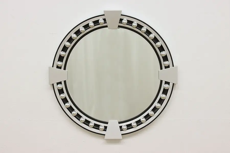 Main image of Midcentury Modern Vintage Art Deco Silver Leaf Wall Mirror