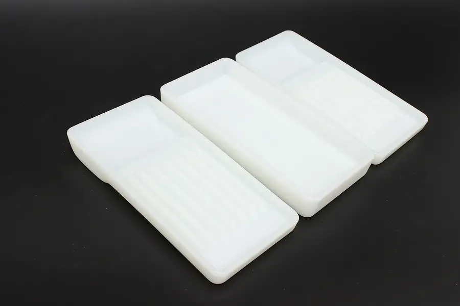 Main image of Set of 3 Antique Milk Glass Dental Artist Trays, Two Rivers